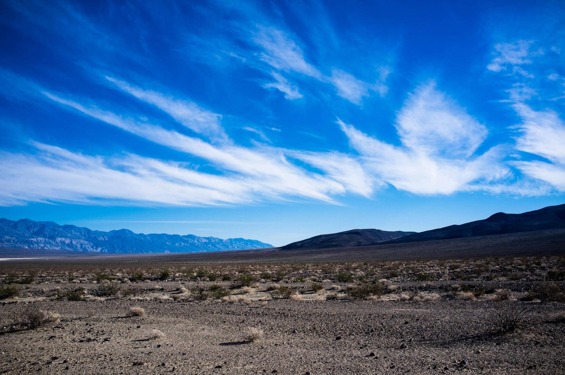 Vast blue sky and desert of Death valley